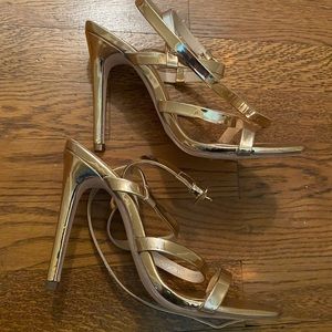 F21 Gold Metallic Strappy Heels sz 6.5